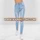 Western style skinny frayed jeans for women