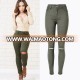 2016 Autumn Fashion Women Knee Holes Denim Jean Ladies High Quality Stretch Skinny Full Length Latest Design Jeans Pants