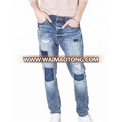 New style fashion high quality men's blue plus size ripped jeans for men