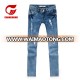 Custom acid wash color fade proof pencil trousers new style crumple jeans women 2017